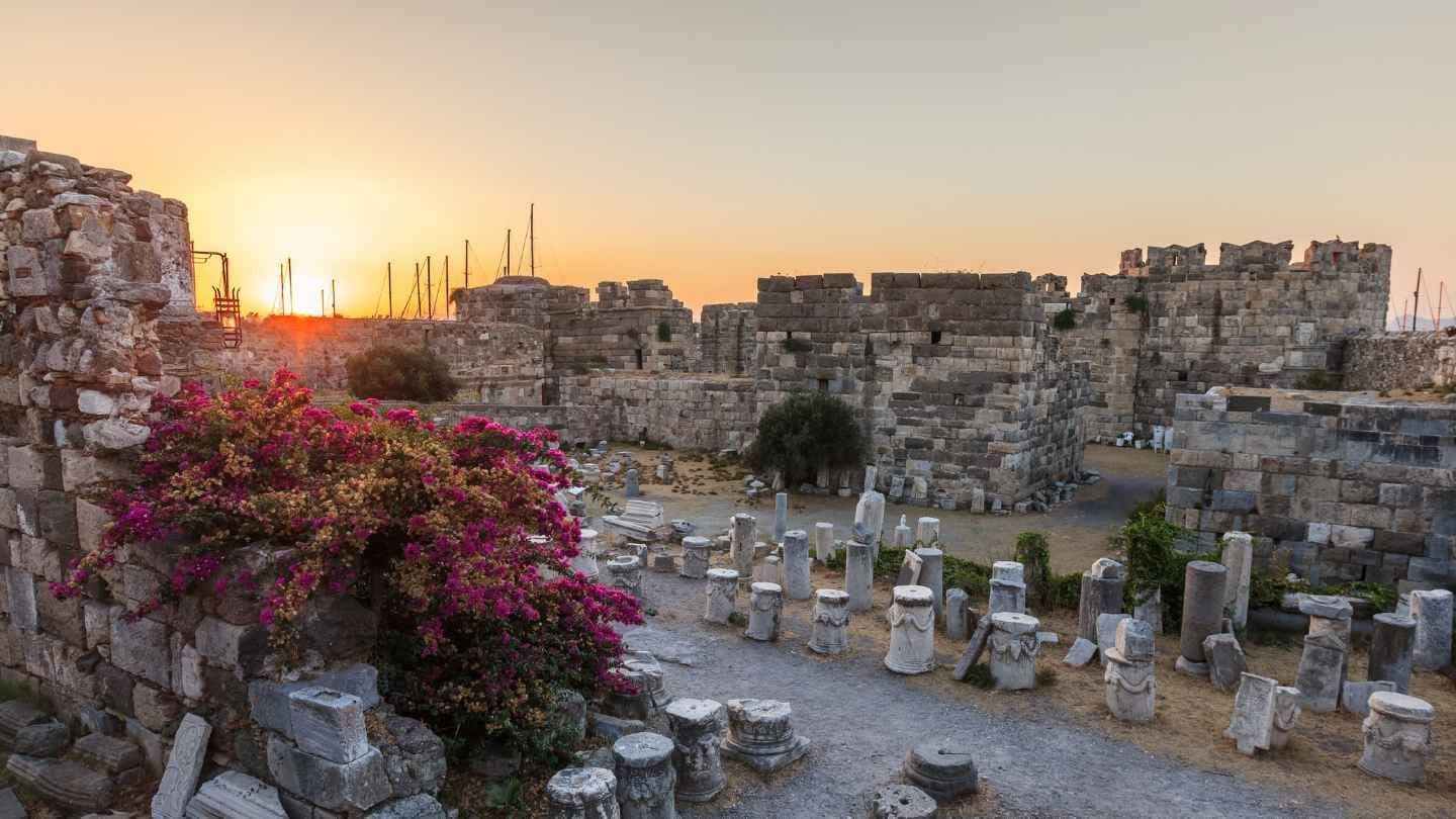 kos castle sunset dodecanese